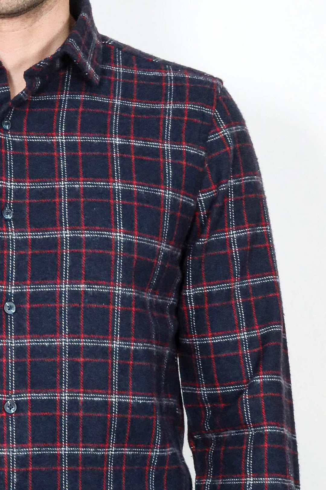 WSS Thick Patterned Navy Blue Men Lumberjack Shirt  - Des Plaines
