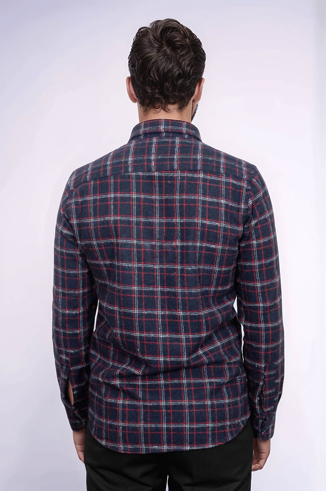 WSS Thick Patterned Navy Blue Men Lumberjack Shirt  - Des Plaines