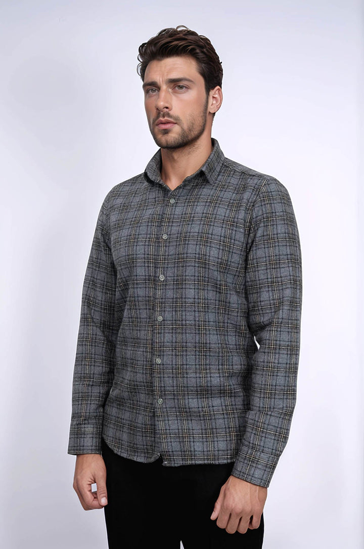 WSS Plaid Dark Grey Men Lumberjack Shirt  - St. Charles