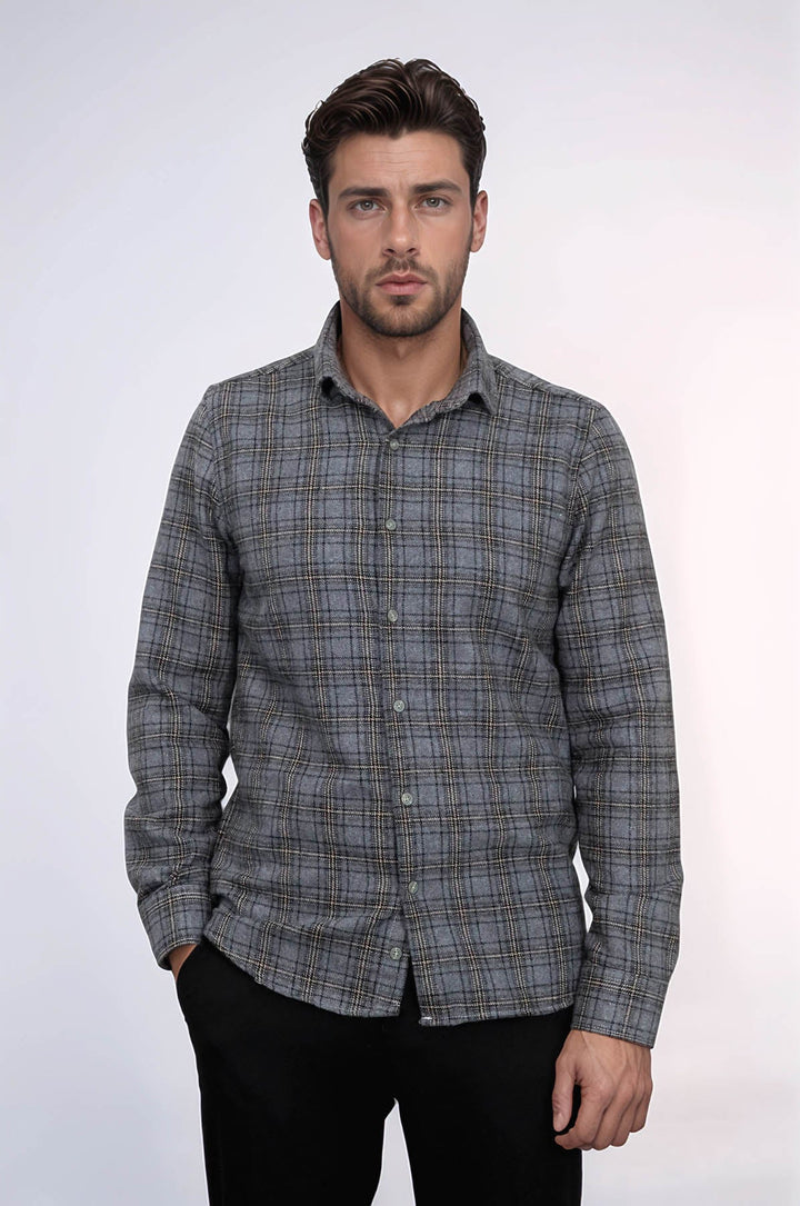 WSS Plaid Dark Grey Men Lumberjack Shirt  - St. Charles