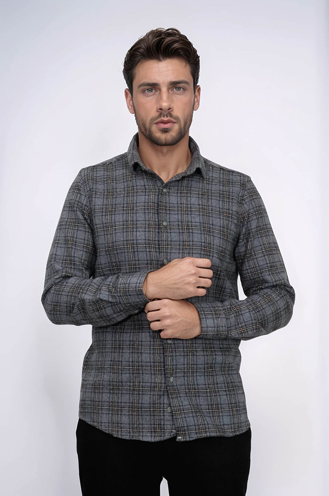 WSS Plaid Dark Grey Men Lumberjack Shirt  - St. Charles