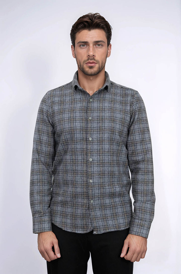 WSS Plaid Dark Grey Men Lumberjack Shirt  - St. Charles