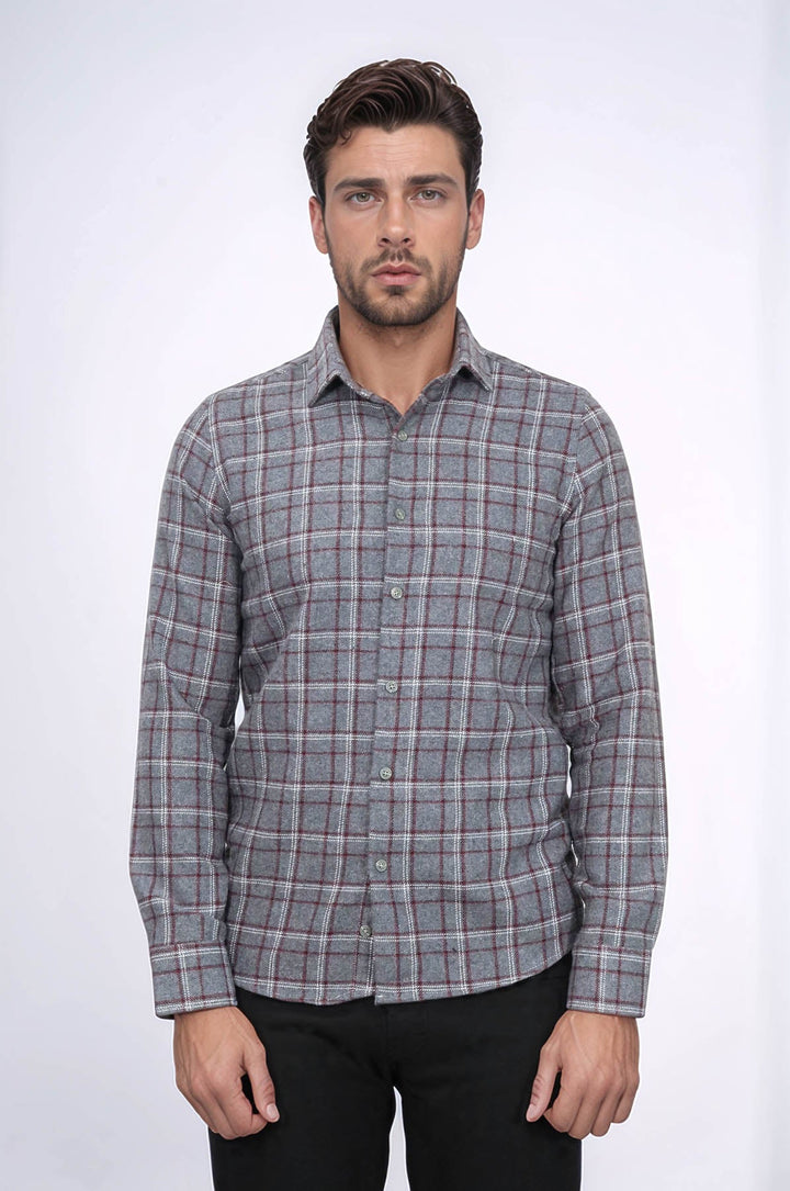 WSS Checked Grey Men Lumberjack Shirt  - Saarbrücken