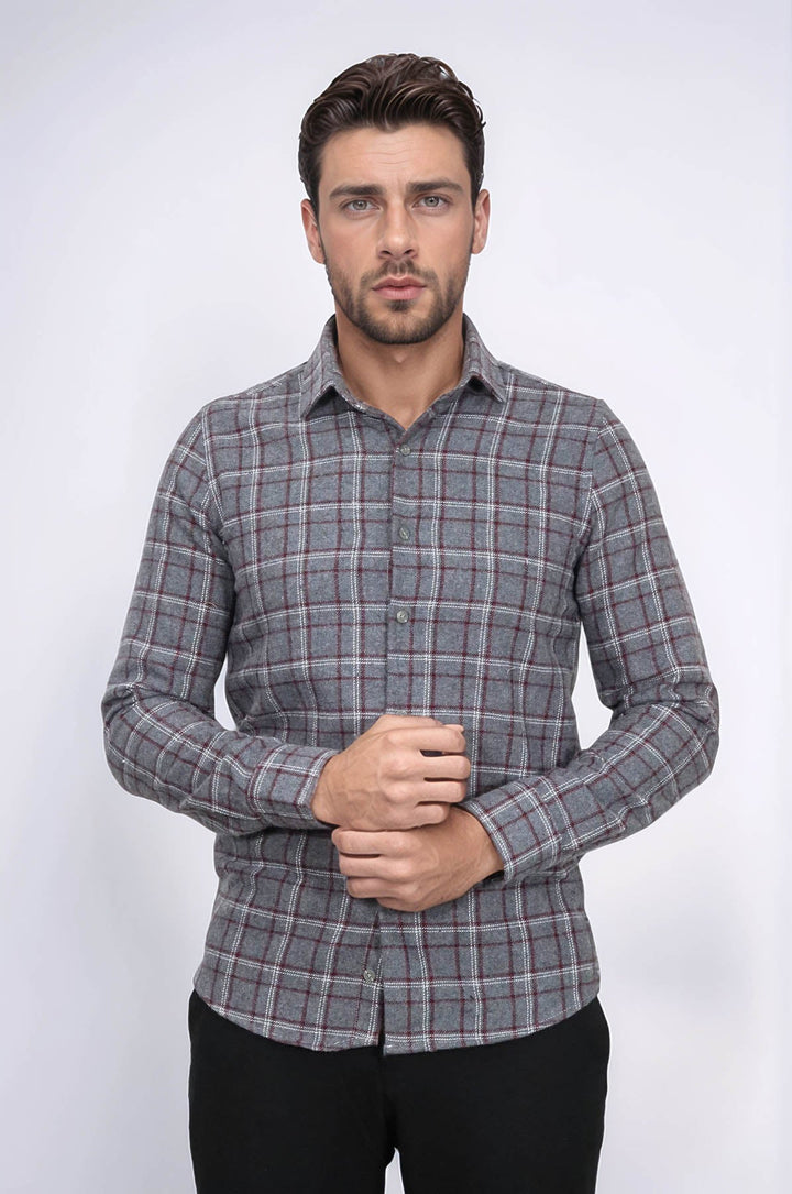 WSS Checked Grey Men Lumberjack Shirt  - Saarbrücken