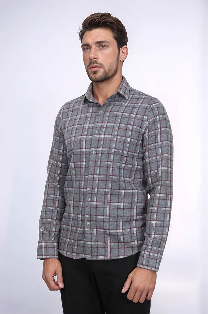 WSS Checked Grey Men Lumberjack Shirt  - Saarbrücken