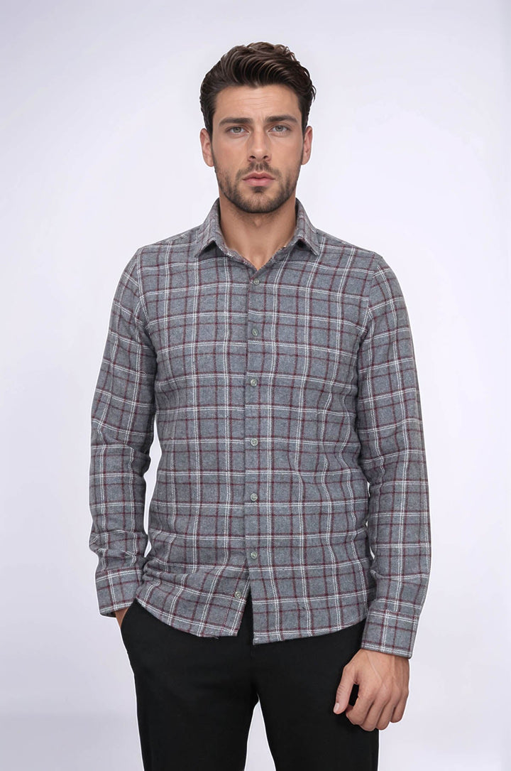 WSS Checked Grey Men Lumberjack Shirt  - Saarbrücken