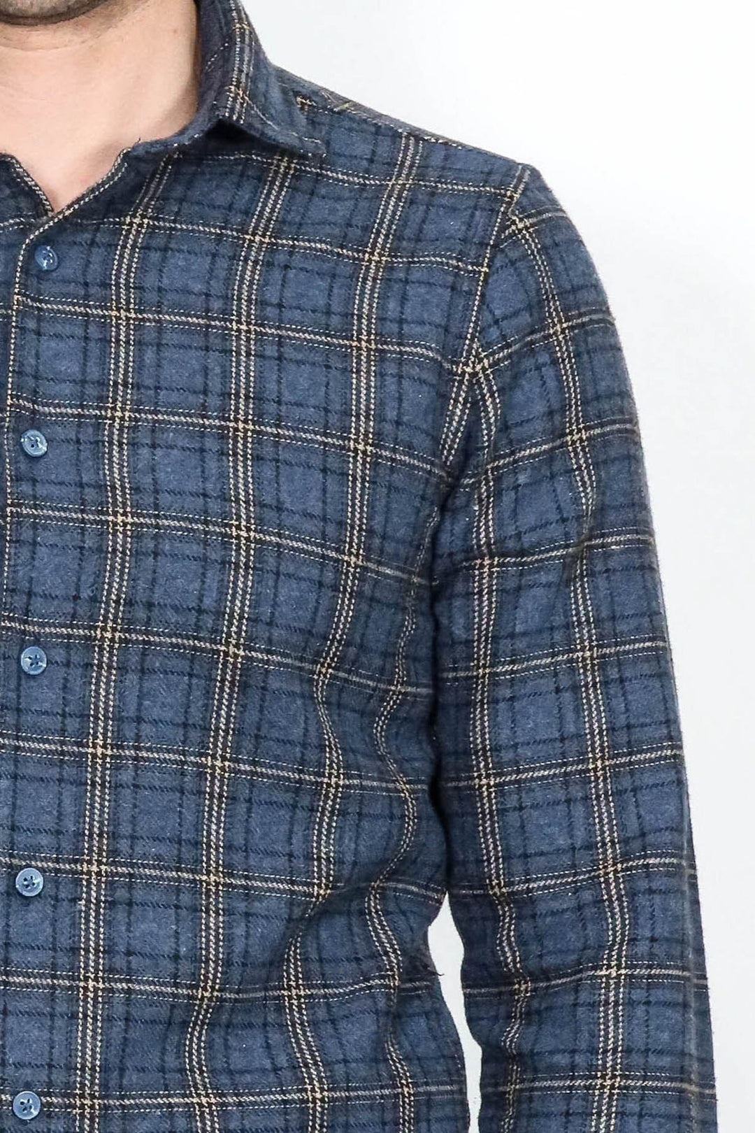 WSS Plaid Navy Blue Men Lumberjack Shirt  - Ocuilan de Arteaga