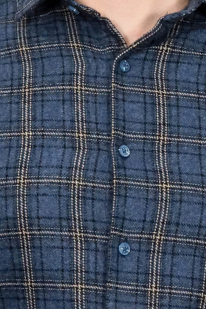 WSS Plaid Navy Blue Men Lumberjack Shirt  - Ocuilan de Arteaga