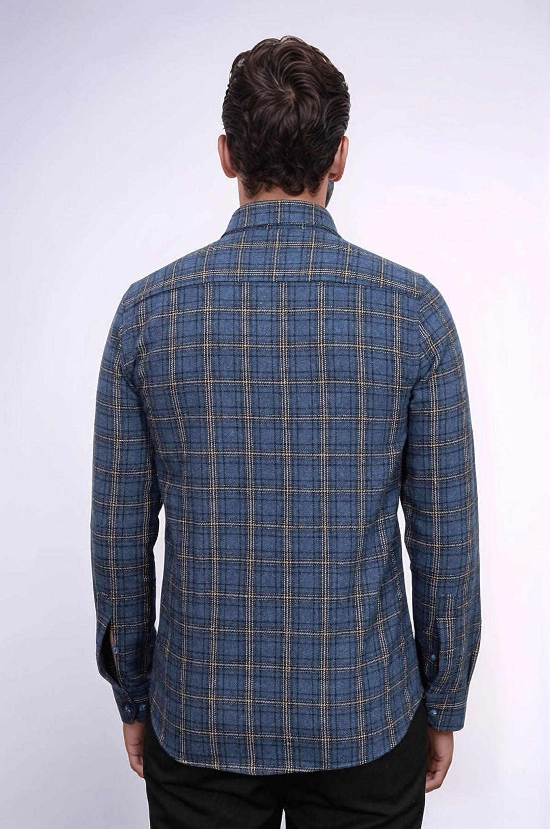 WSS Plaid Navy Blue Men Lumberjack Shirt  - Ocuilan de Arteaga