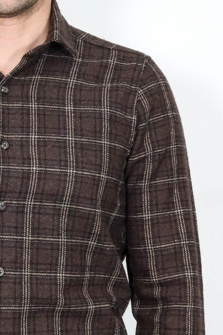 WSS Checked Brown Men Lumberjack Shirt  - Sabadell