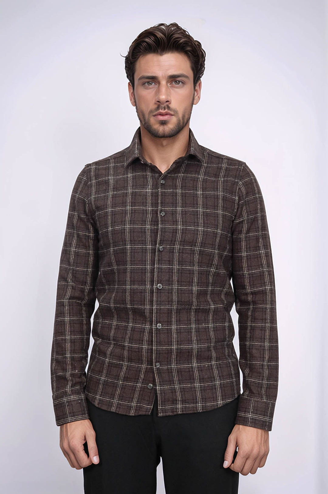WSS Checked Brown Men Lumberjack Shirt  - Sabadell
