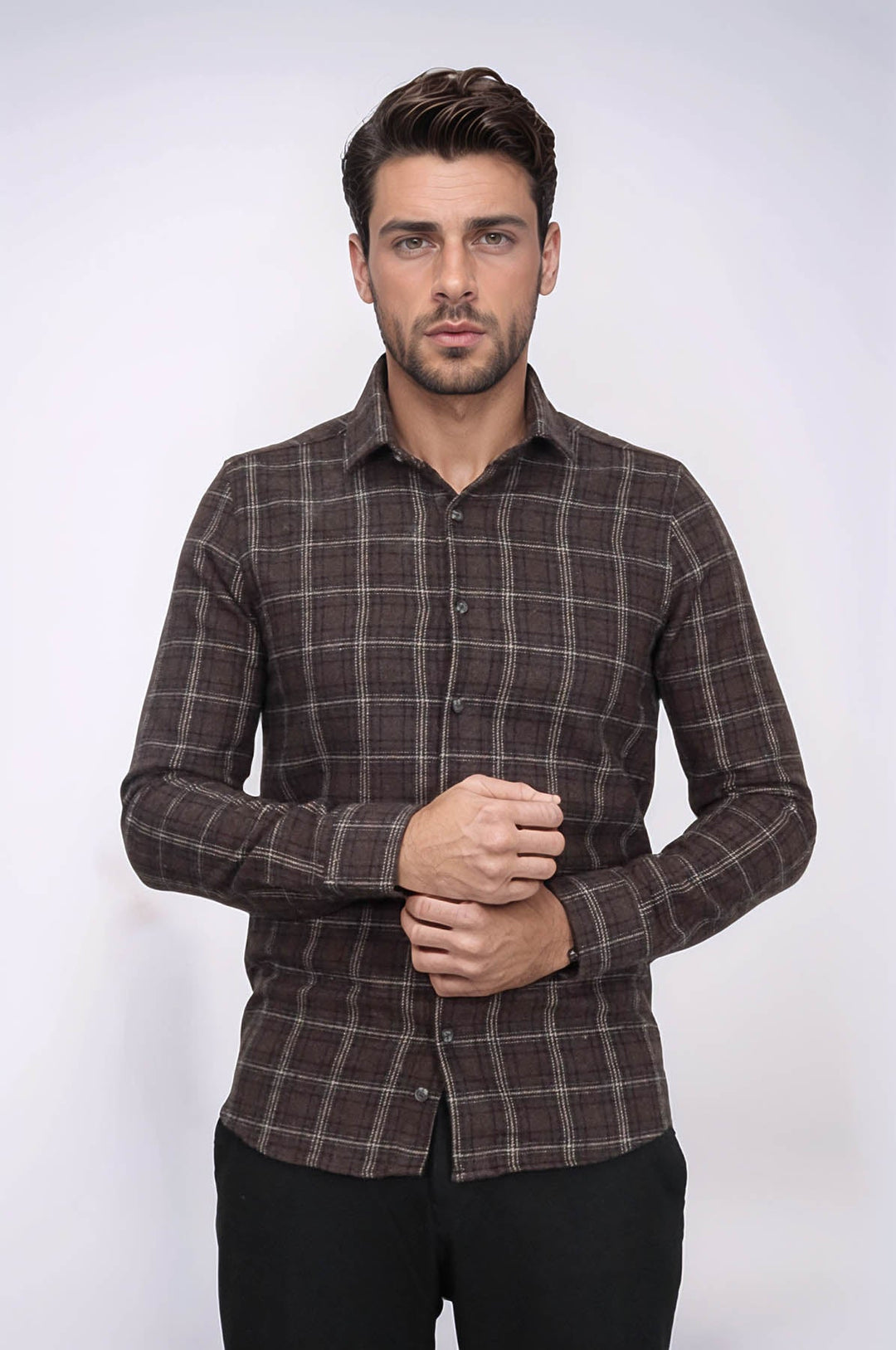 WSS Checked Brown Men Lumberjack Shirt  - Sabadell