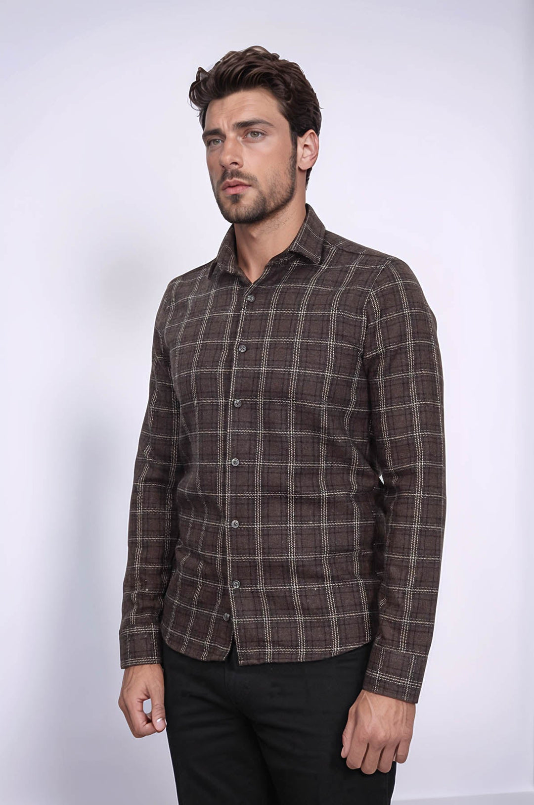 WSS Checked Brown Men Lumberjack Shirt  - Sabadell