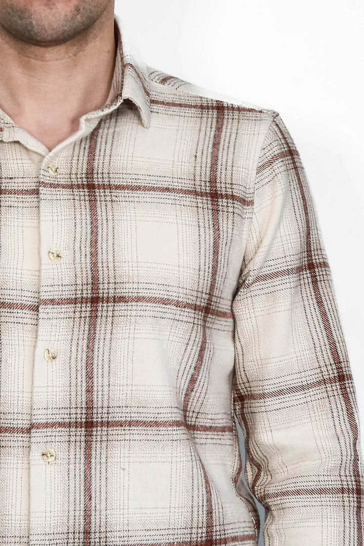 WSS Plaid Light Brown Men Lumberjack Shirt  - Tamazunchale