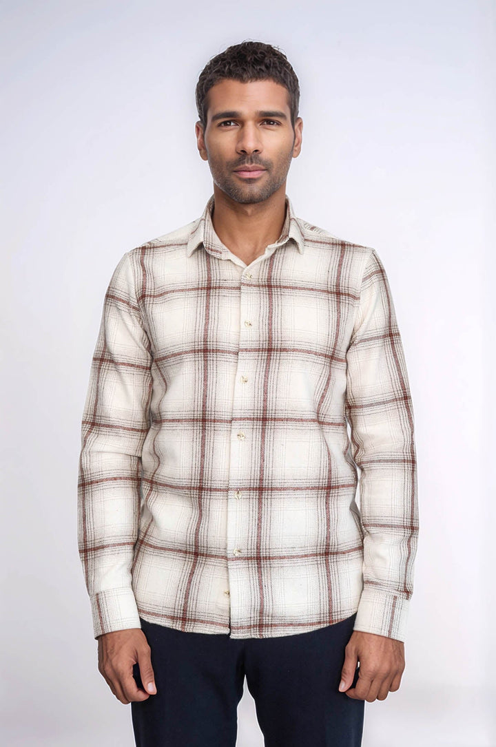 WSS Plaid Light Brown Men Lumberjack Shirt  - Tamazunchale