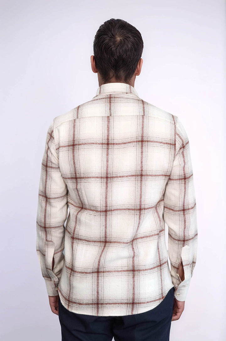 WSS Plaid Light Brown Men Lumberjack Shirt  - Tamazunchale