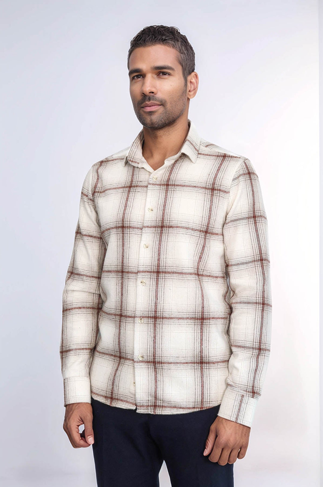 WSS Plaid Light Brown Men Lumberjack Shirt  - Tamazunchale