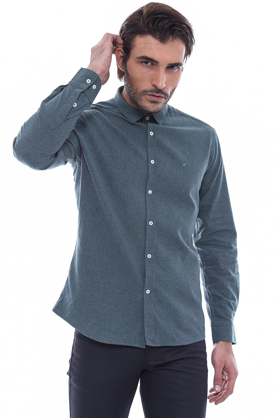 WSS Patterned Wool Green Shirt  - Oceanside