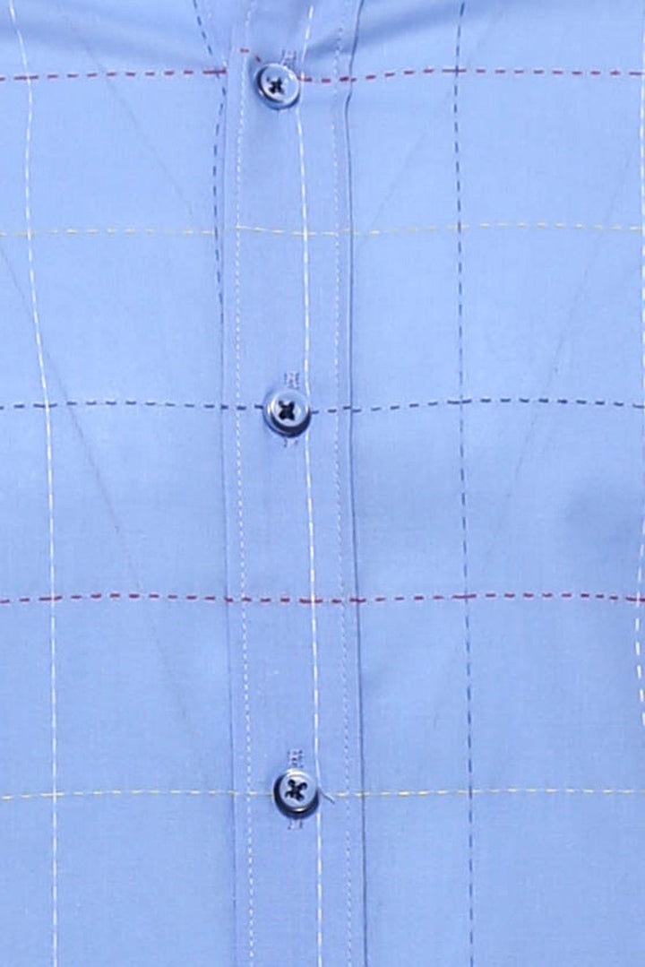 WSS Slim Fit Plaid Blue Shirt  - Commerce City
