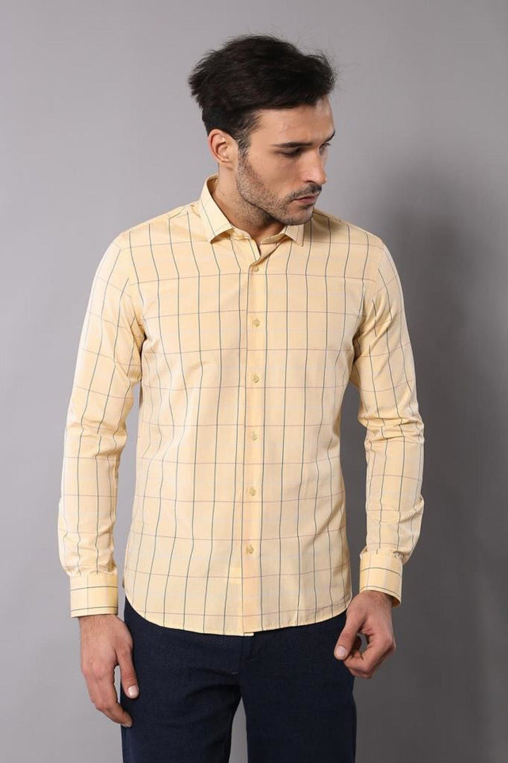 WSS Yellow Plaid Men's Shirt  - Gela