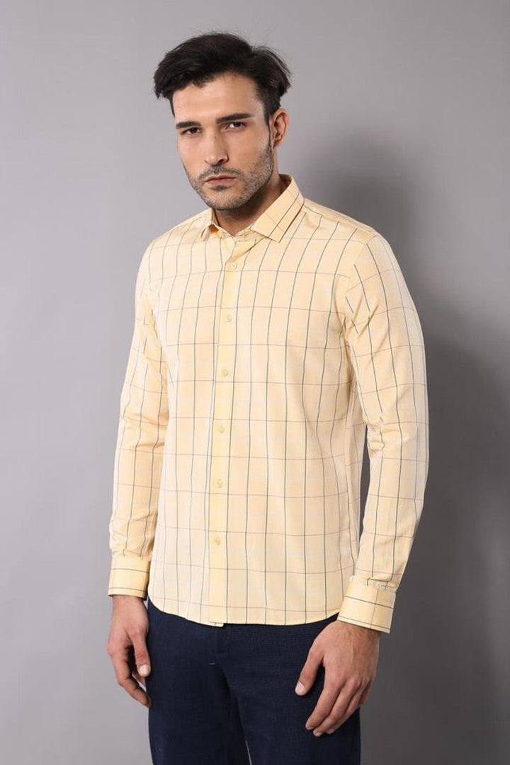WSS Yellow Plaid Men's Shirt  - Gela