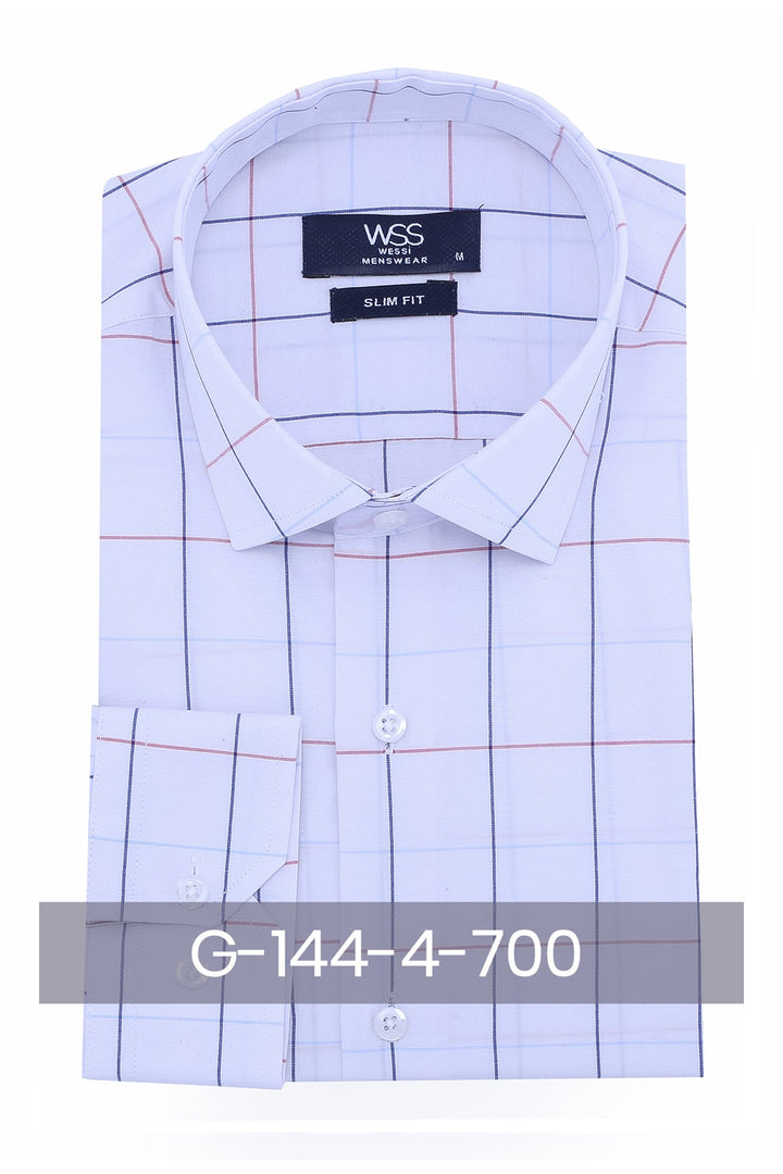 WSS White Slim Fit Plaid Men's Shirt  - Vaudreuil-Dorion