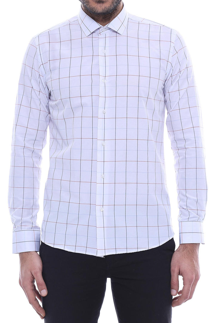 WSS White Slim Fit Plaid Men's Shirt  - Vaudreuil-Dorion