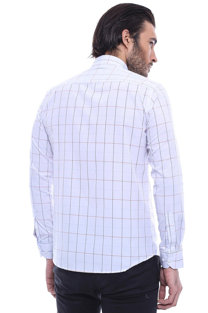WSS White Slim Fit Plaid Men's Shirt  - Vaudreuil-Dorion