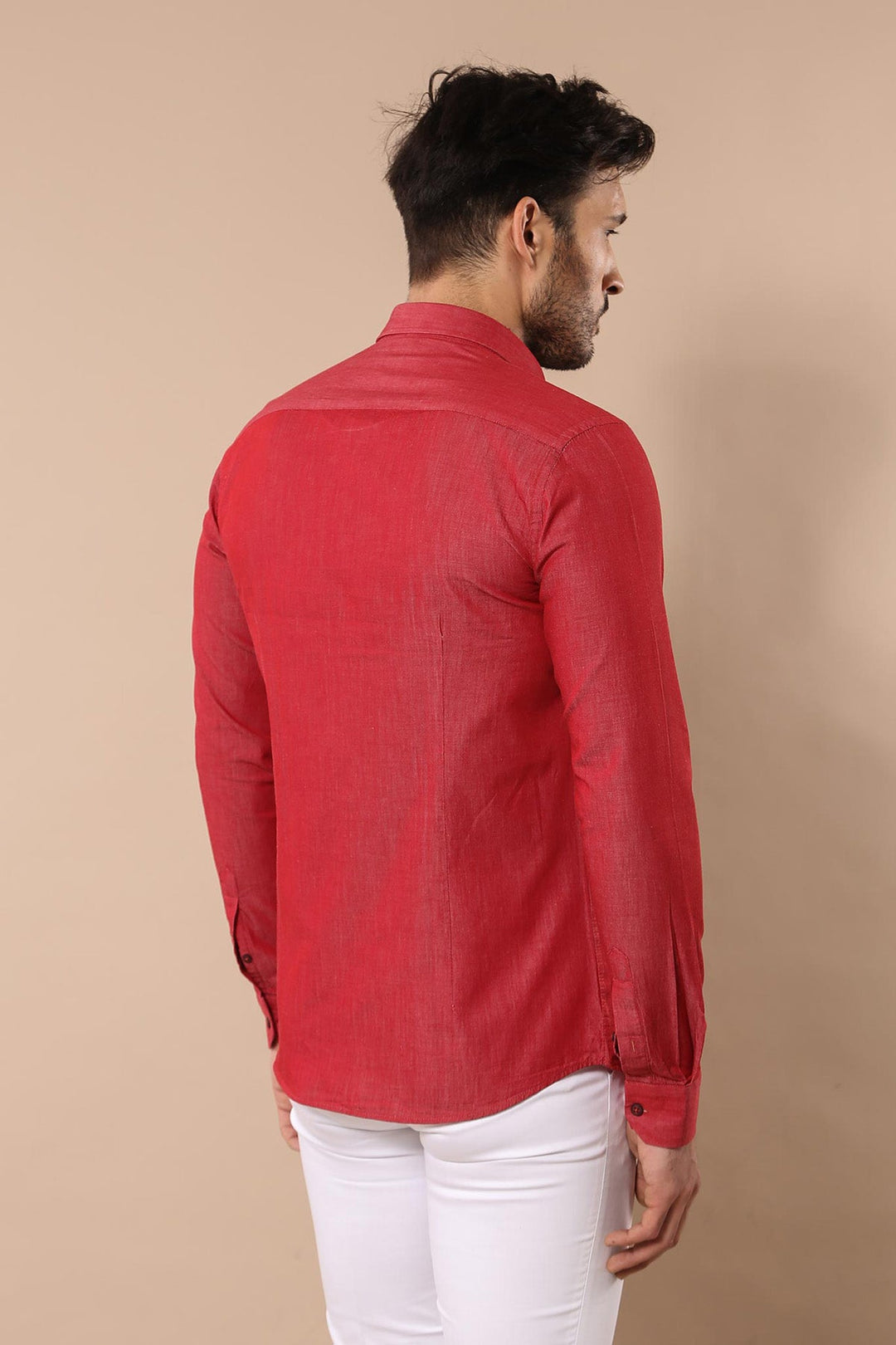 WSS Patterned Cotton Slim Fit Burgundy Shirt  - Dreieich