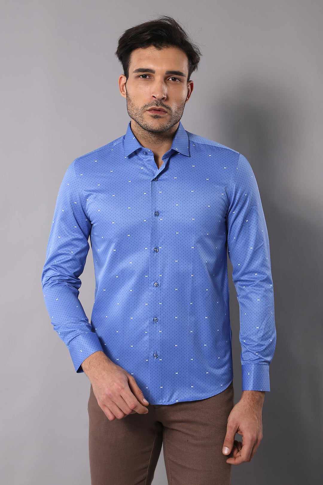 WSS Dot Patterned Blue Shirt   - St. Cloud