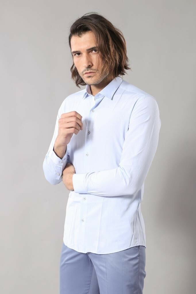 WSS Blue Patterned Slim Fit Shirt  - Crawley