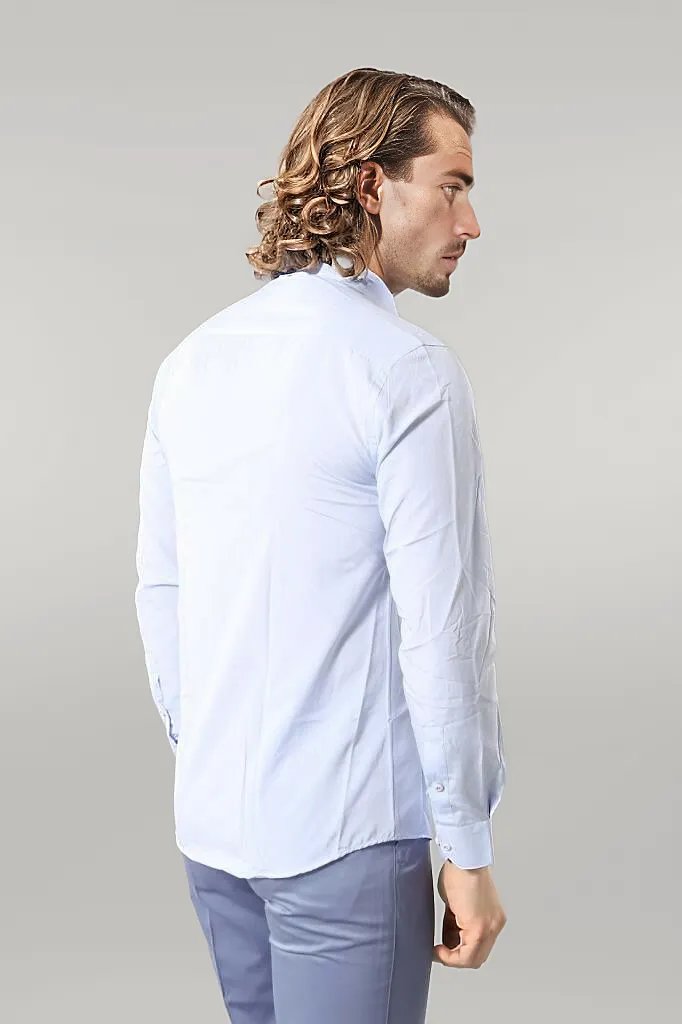 WSS Blue Patterned Slim Fit Shirt  - Singen