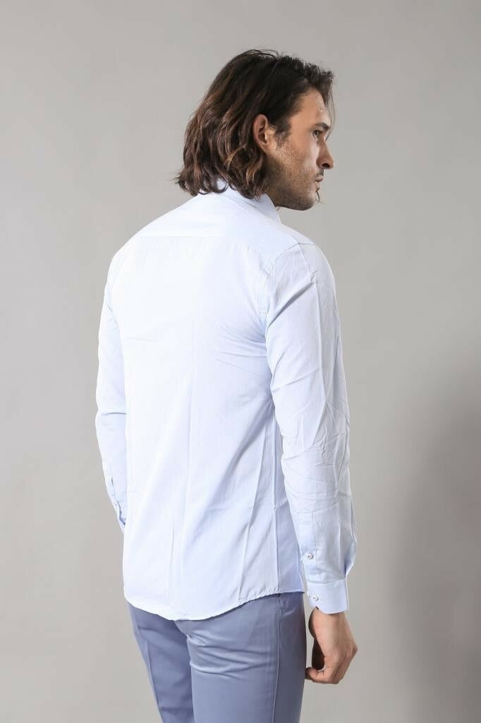 WSS Blue Patterned Slim Fit Shirt  - Crawley