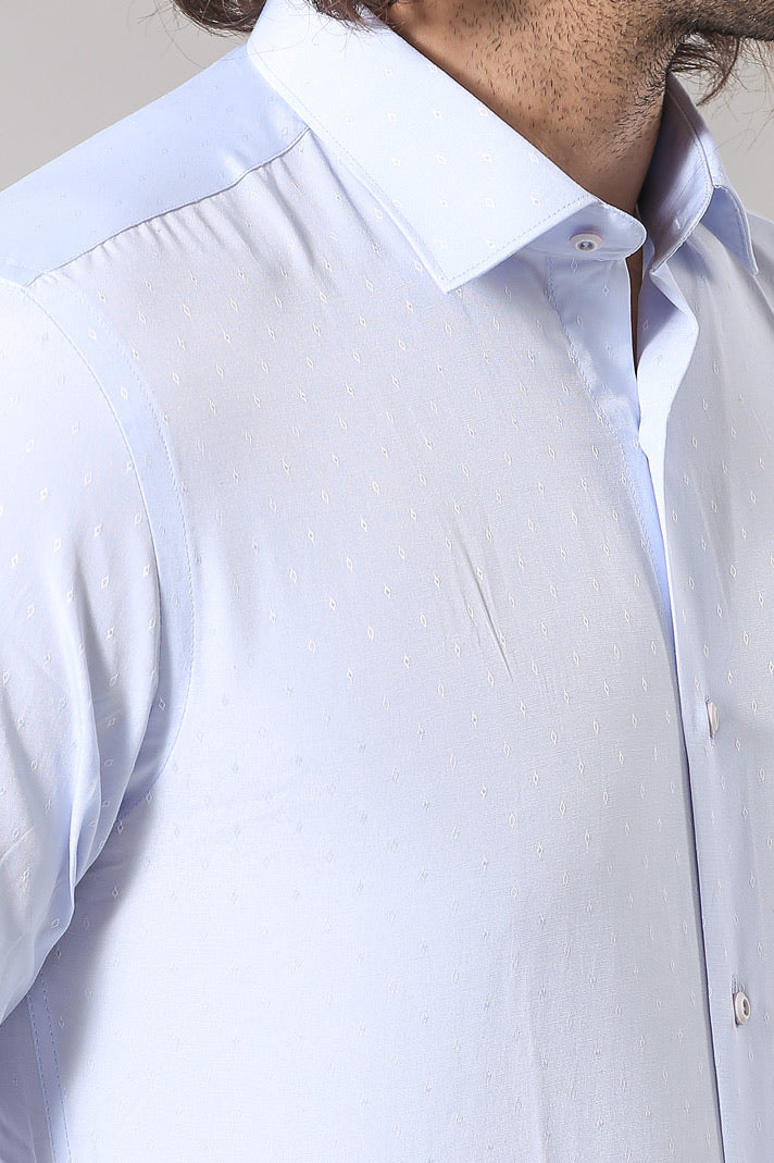 WSS Blue Patterned Slim Fit Shirt  - Crawley