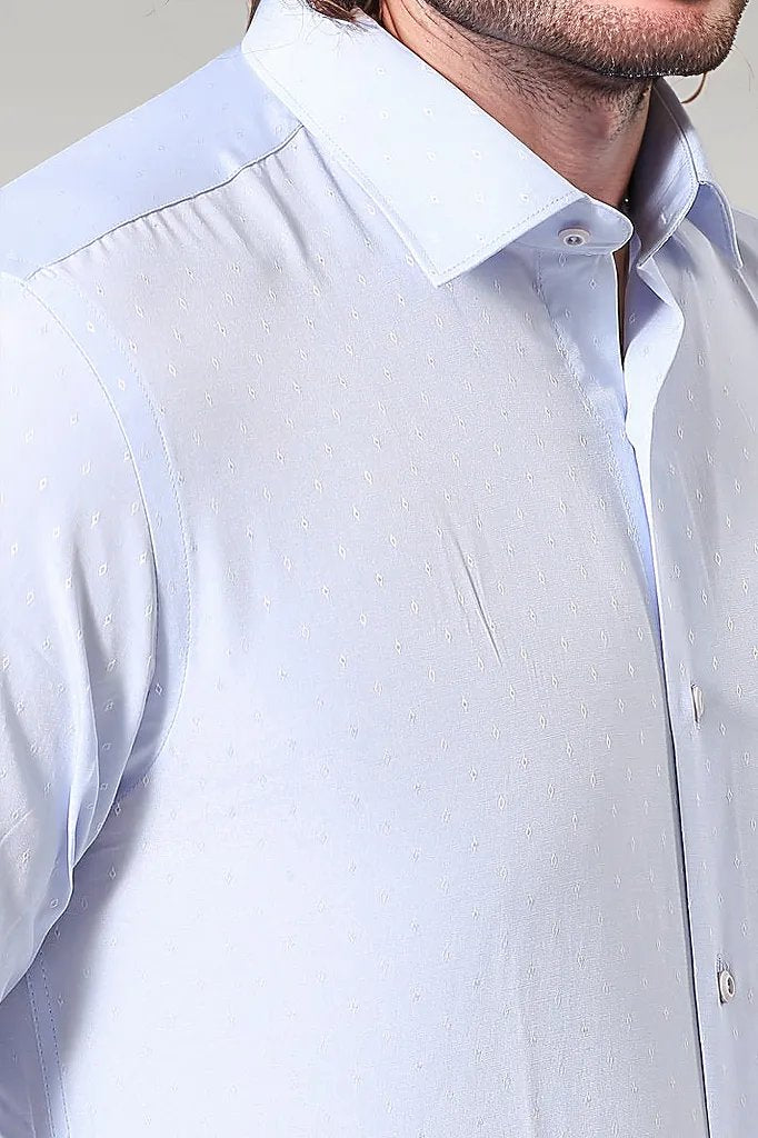 WSS Blue Patterned Slim Fit Shirt  - Singen