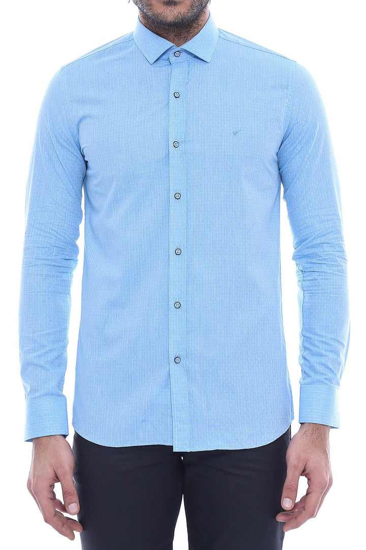 WSS Light Blue Cotton Shirt for Men  - Golden Glades