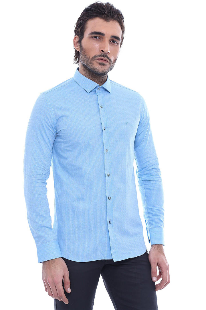 WSS Light Blue Cotton Shirt for Men  - Golden Glades