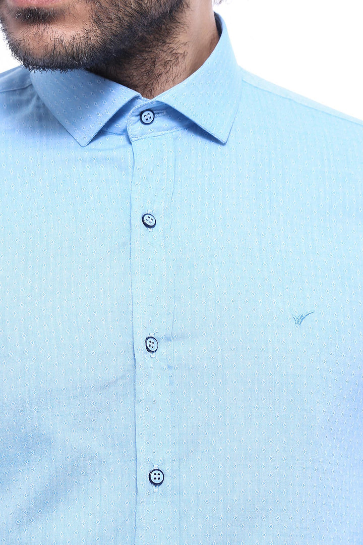 WSS Light Blue Cotton Shirt for Men  - Golden Glades