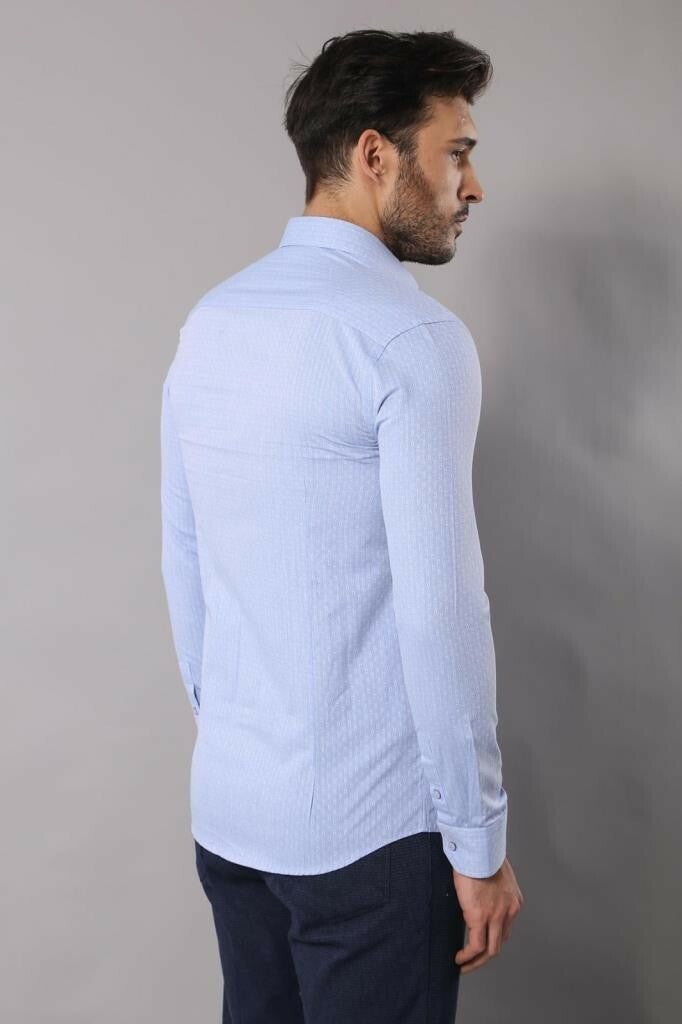 WSS Light Blue Cotton Shirt for Men  - Ávila