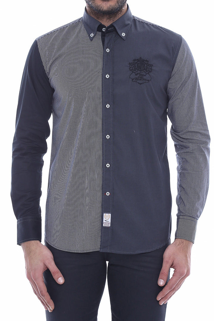 WSS Patterned Crested Black Shirt- - Morecambe