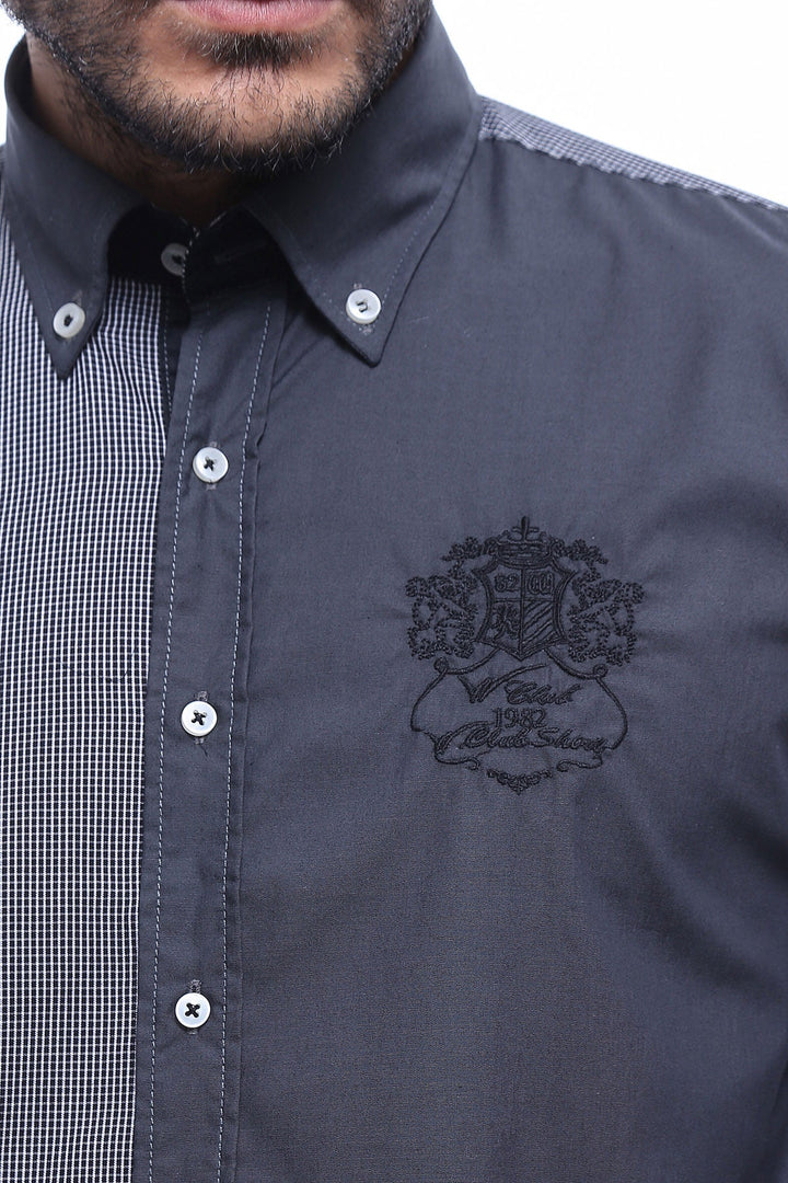 WSS Patterned Crested Black Shirt- - Morecambe