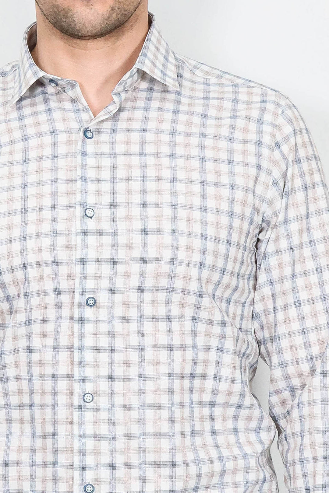 WSS Cream Slim Fit Check Men's Shirt  - Vólos