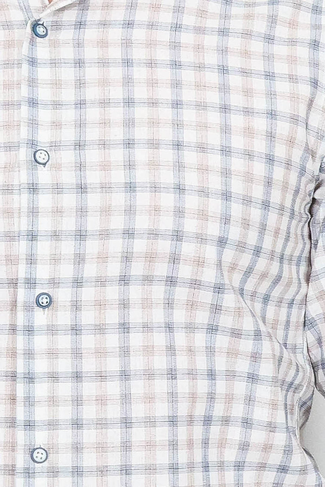 WSS Cream Slim Fit Check Men's Shirt  - Vólos