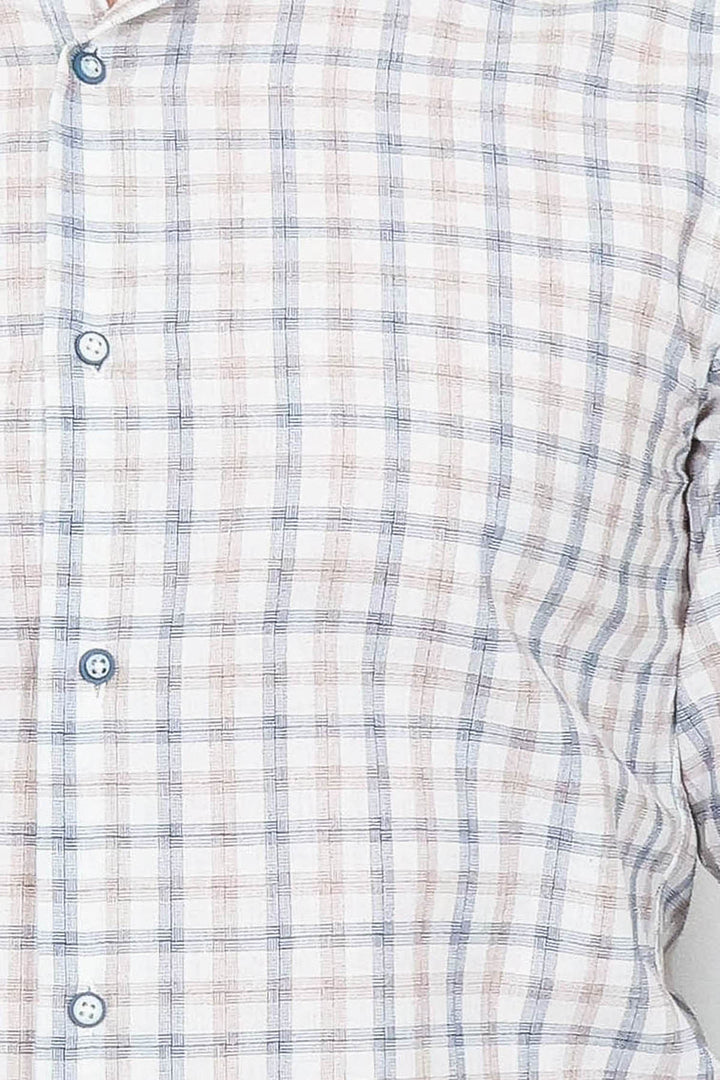 WSS Cream Slim Fit Check Men's Shirt  - Vólos