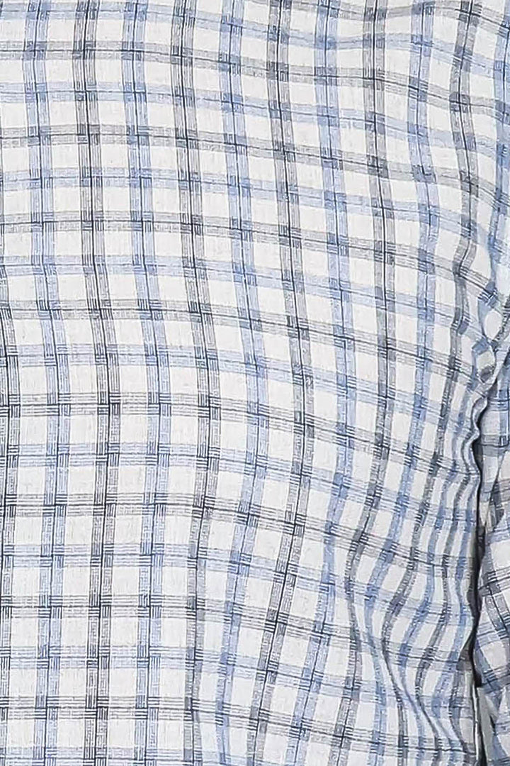 WSS Blue Slim Fit Check Shirt  - Tuxtla