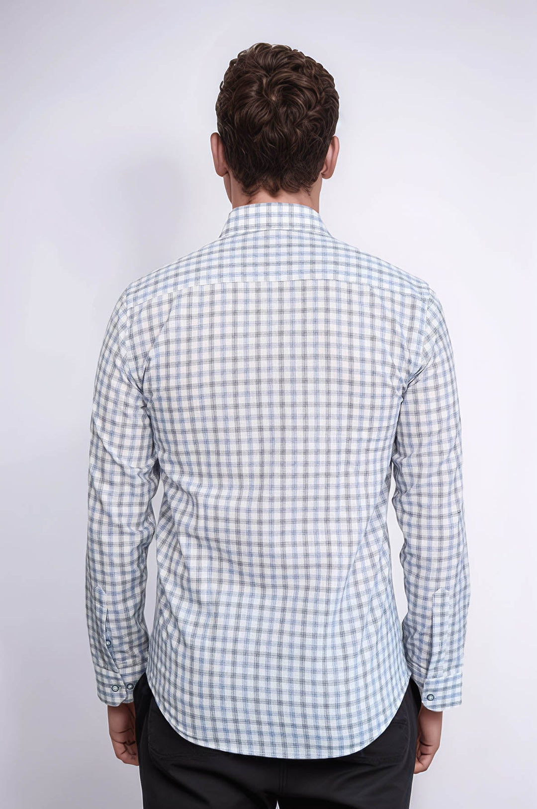 WSS Blue Slim Fit Check Shirt  - Tuxtla