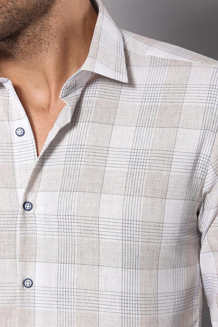 WSS Slim Fit Checked Beige Shirt  - Rodgau