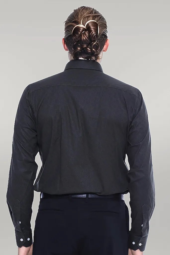 WSS Green Self Patterned Slimfit Shirt  - Singen