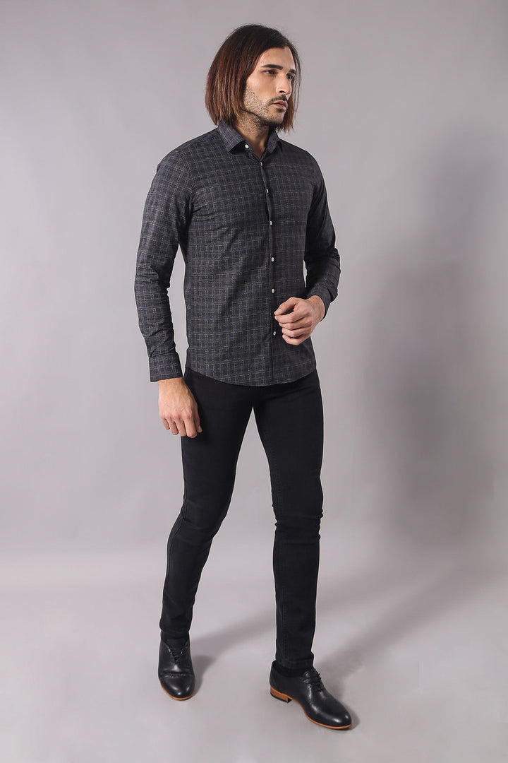 WSS Plaid Patterned Black Shirt  - Hitchin