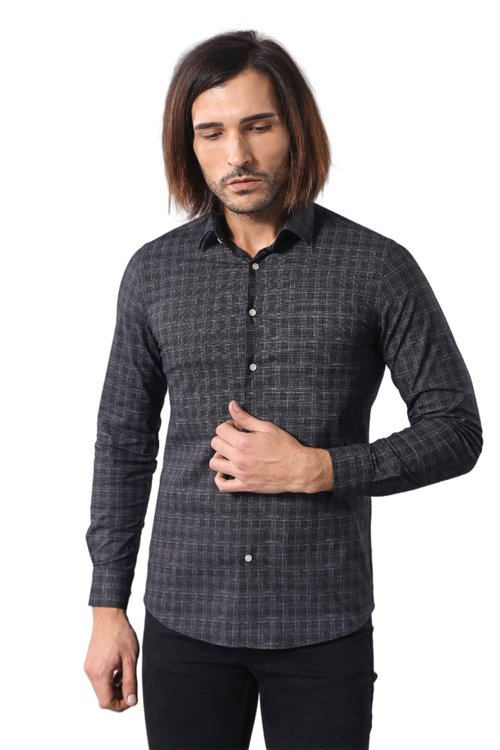 WSS Plaid Patterned Black Shirt  - Hitchin